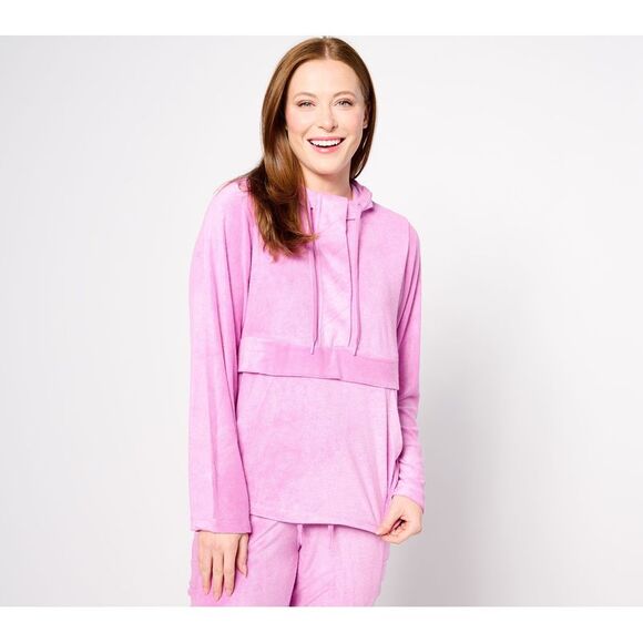 Cuddl Duds Women's Top Sz L Baby Loop Terry Anorak Hoodie Purple A630213 - Picture 1 of 4